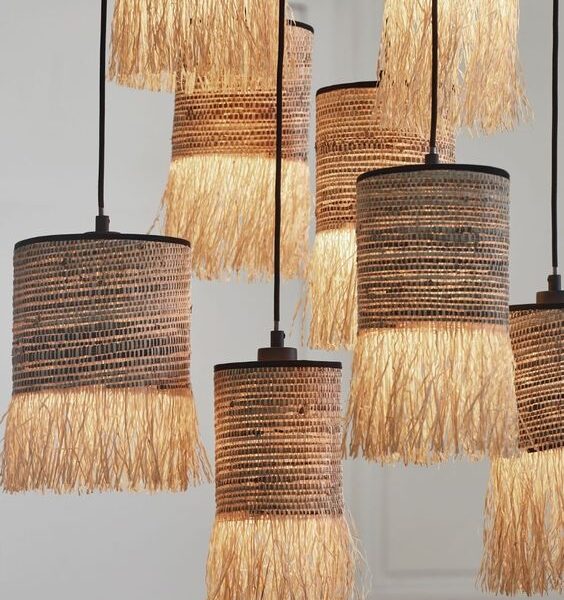 raphia lamps lights